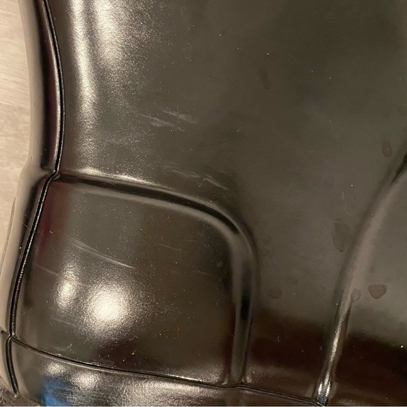 EXCELLENT Condition Kids Hunter Tall Rain Boots Black Gloss Reflective - Picture 14 of 14